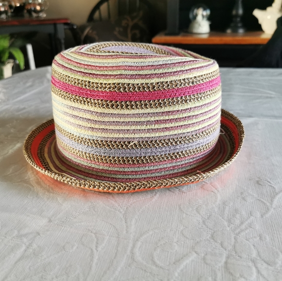 Woolrich Multi Coloured Straw Style Fedora Hat - Picture 1 of 8